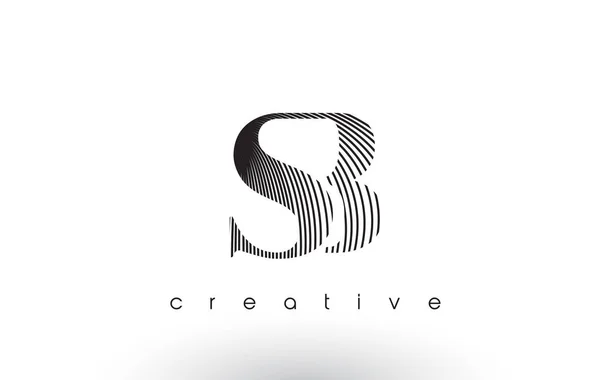 Conception de logo SB avec plusieurs lignes et couleurs noir et blanc . — Image vectorielle