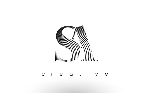 Diseño del logotipo de SA con múltiples líneas y colores blanco y negro . — Vector de stock