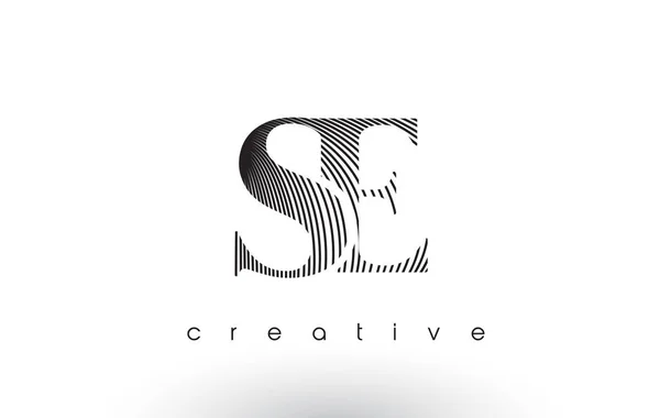 Logo SE Design con linee multiple e colori bianco e nero . — Vettoriale Stock