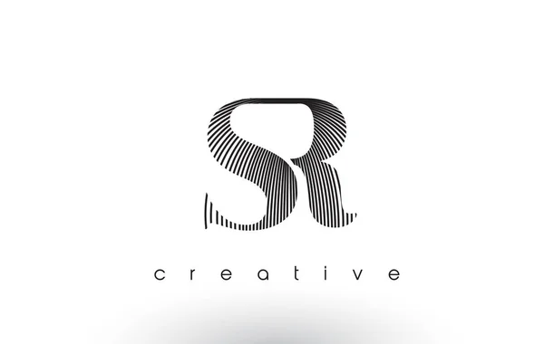 Logo SR Design con linee multiple e colori bianco e nero . — Vettoriale Stock