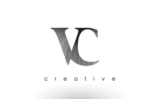 Design de logotipo VC com várias linhas e cores preto e branco . — Vetor de Stock