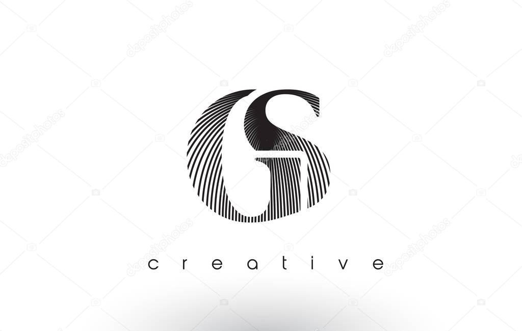 GS Logo Design With Multiple Lines. Artistic Elegant Black and White Lines Icon Vector Illustration.