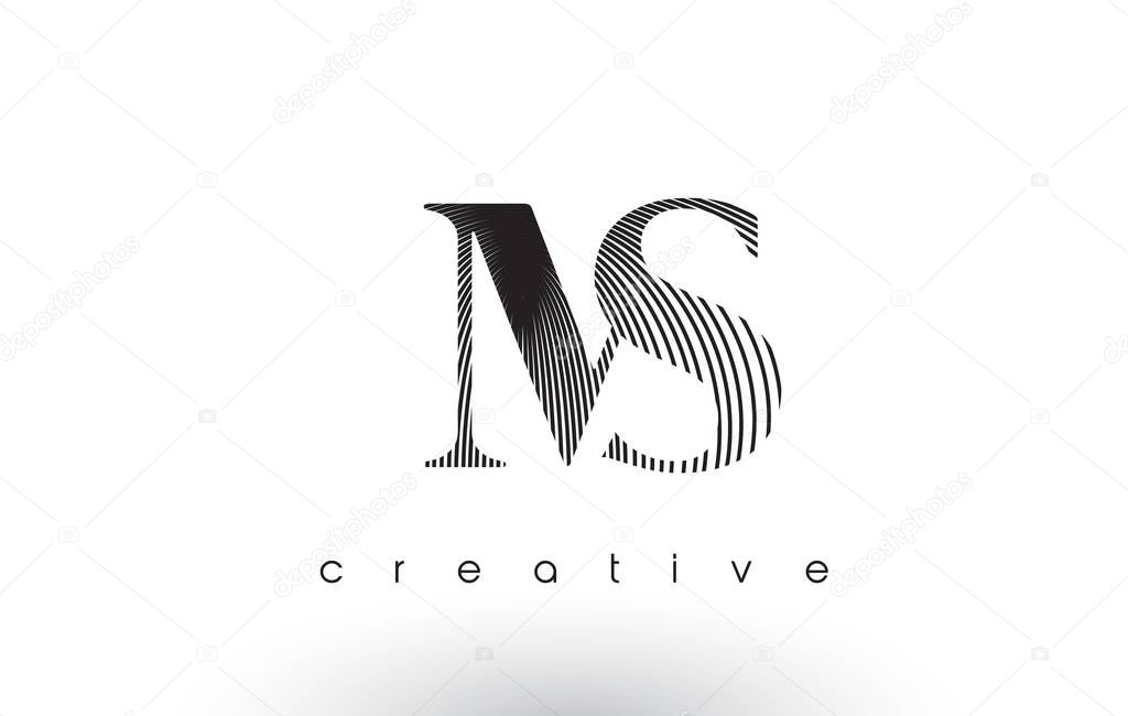 MS Logo Design With Multiple Lines. Artistic Elegant Black and White Lines Icon Vector Illustration.