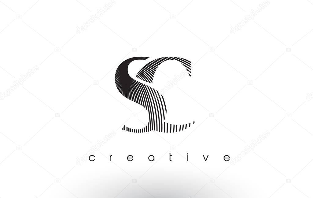 SC Logo Design With Multiple Lines. Artistic Elegant Black and White Lines Icon Vector Illustration.