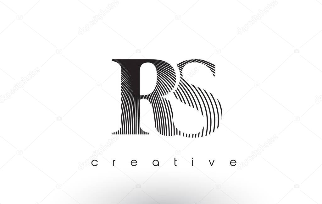 RS Logo Design With Multiple Lines. Artistic Elegant Black and White Lines Icon Vector Illustration.