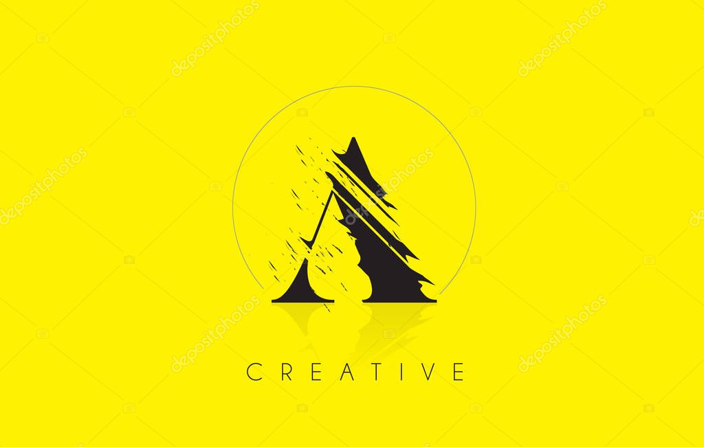 A Letter Logo with Vintage Grundge Cut Design. Destroyed Drawing Elegant Letter Icon Vector.