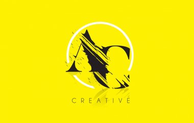 AC mektup Logo Tasarım çizim Vintage Grundge ile. Yok edilen Cu