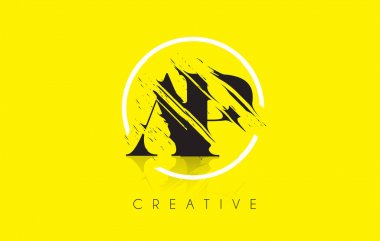 AP mektup Logo Tasarım çizim Vintage Grundge ile. Yok edilen Cu