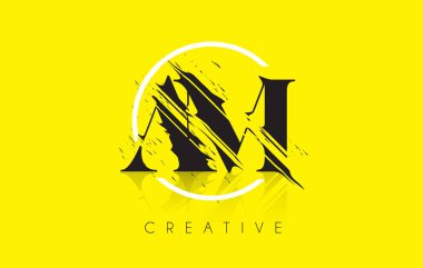 Vintage Grundge çizim tasarım logolu mektup benim. Yok edilen Cu