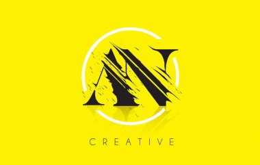 Vintage Grundge tasarım çizim bir mektup logolu. Yok edilen Cu