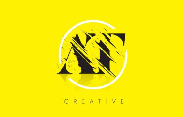 Mektup Vintage Grundge çizim tasarım logolu. Yok edilen Cu