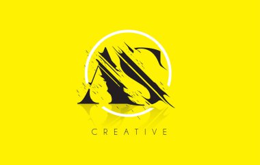 Mektup Vintage Grundge çizim tasarım logolu. Yok edilen Cu