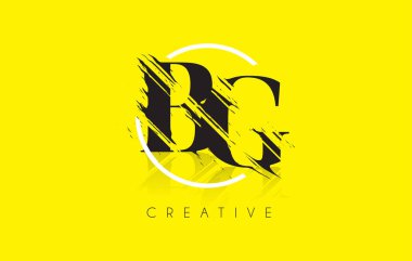 BG mektup Logo Tasarım çizim Vintage Grundge ile. Yok edilen Cu