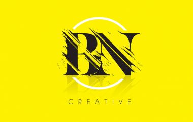 Bn mektup Logo Tasarım çizim Vintage Grundge ile. Yok edilen Cu