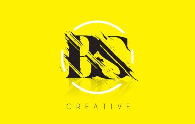 BS mektup Logo Tasarım çizim Vintage Grundge ile. Yok edilen Cu