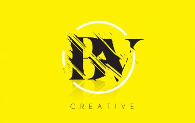 BV mektup Logo Tasarım çizim Vintage Grundge ile. Yok edilen Cu