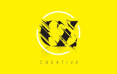 CZ mektup Logo Tasarım çizim Vintage Grundge ile. Yok edilen Cu