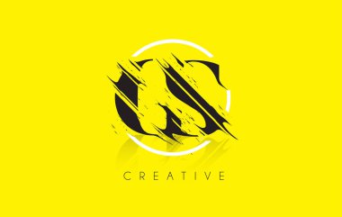 GS mektup Logo Tasarım çizim Vintage Grundge ile. Yok edilen Cu