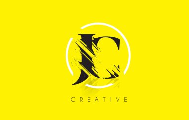 JC mektup Logo Tasarım çizim Vintage Grundge ile. Yok edilen Cu
