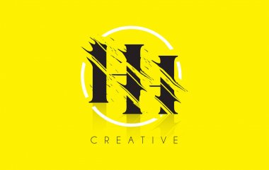 Hh mektup Logo Tasarım çizim Vintage Grundge ile. Yok edilen Cu