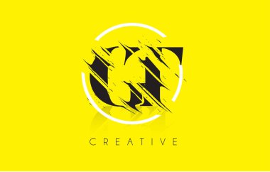 Gt mektup Logo Tasarım çizim Vintage Grundge ile. Yok edilen Cu