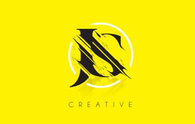 JS mektup Logo Tasarım çizim Vintage Grundge ile. Yok edilen Cu