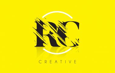 RC mektup Logo Tasarım çizim Vintage Grundge ile. Yok edilen Cu