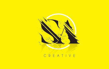 Sa mektup Logo Tasarım çizim Vintage Grundge ile. Yok edilen Cu