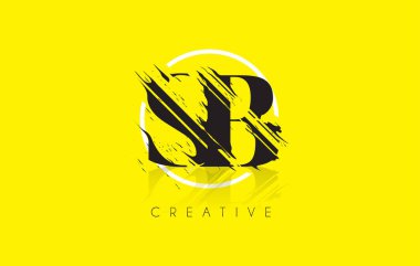 SB mektup Logo Tasarım çizim Vintage Grundge ile. Yok edilen Cu