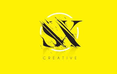 SX mektup Logo Tasarım çizim Vintage Grundge ile. Yok edilen Cu