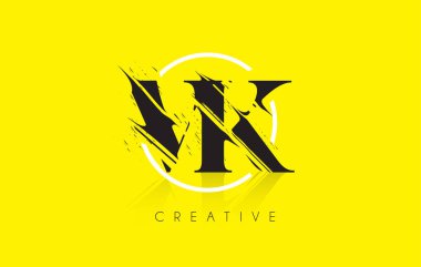 VK mektup Logo Tasarım çizim Vintage Grundge ile. Yok edilen Cu