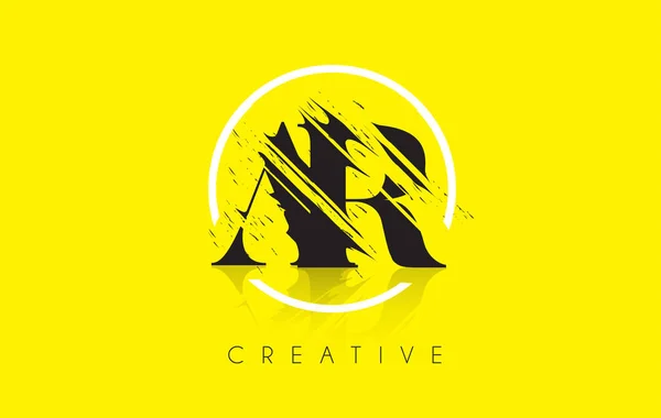AR Letter Logo com design de desenho vintage Grundge. Cu destruído —  Vetores de Stock