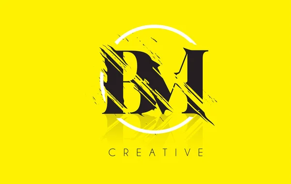 BM Letter Logo Vintage Grundge piirustus suunnittelu. Tuhoutunut Cu — vektorikuva