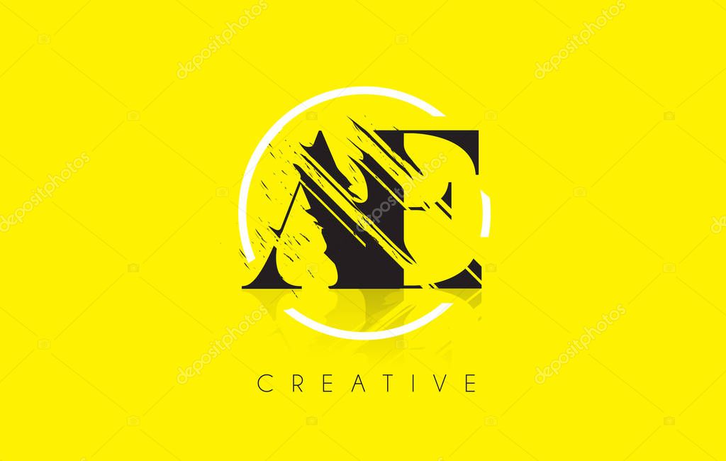 AE Letter Logo with Vintage Grundge Cut Design. Destroyed Drawing Elegant Letter Icon Vector.