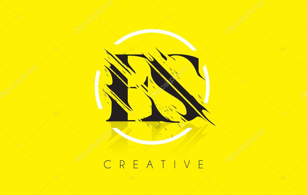 ES Letter Logo with Vintage Grundge Cut Design. Destroyed Drawing Elegant Letter Icon Vector.