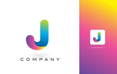 J Logo gökkuşağı canlı güzel Colors.J renkli T harfi