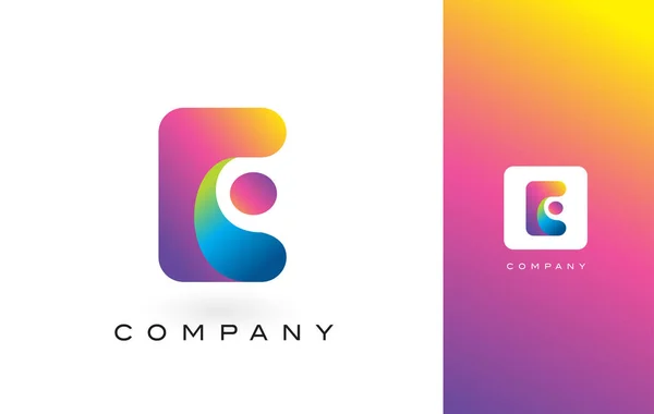 E Logo Lettera Con Arcobaleno Vibrante Bei Colori. Tr colorato — Vettoriale Stock