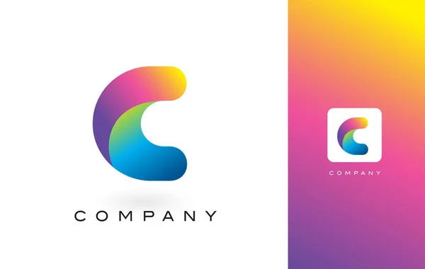 C-logo buchstabe mit regenbogen lebendigen schönen farben. farbenfrohe Bilder — Stockvektor