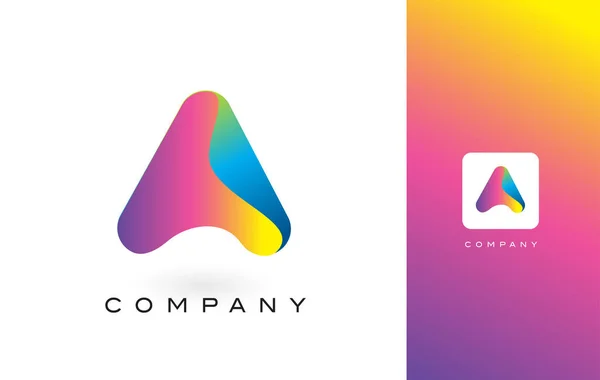 Een Logo brief met levendige mooie kleuren van de regenboog. Kleurrijke Tr — Stockvector