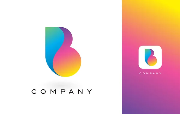 Carta del logotipo de B con colores hermosos vibrantes arco iris. Colorido Tr — Vector de stock