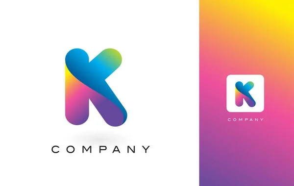 K logo buchstabe mit regenbogen lebendige schöne colors.k bunte t — Stockvektor