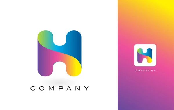 H-logotypen brev med Rainbow levande vackra färger. Färgglada Tr — Stock vektor
