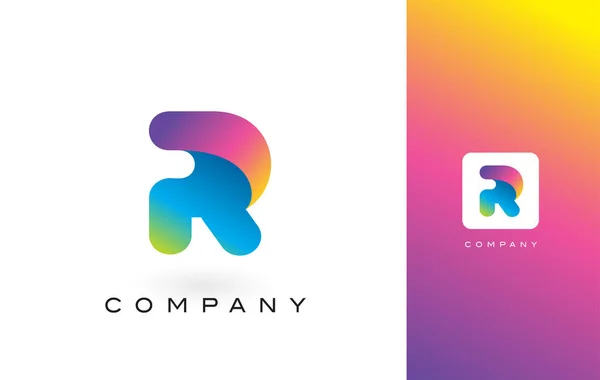 R logotyp brev med Rainbow levande vackra Colors.R färgglada T — Stock vektor