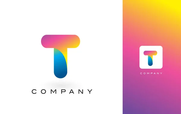 T Logo gökkuşağı canlı güzel Colors.T renkli T harfi — Stok Vektör