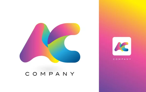 AC Logo Letter With Rainbow Vibrant Beautiful Colors. Colorful T — Stock Vector