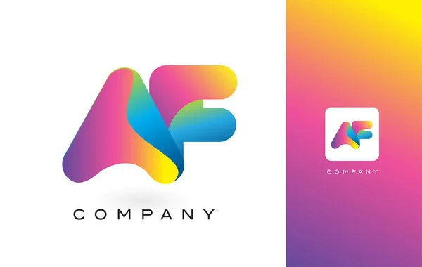 AF logotipo carta com arco-íris vibrante cores bonitas. T colorido — Vetor de Stock