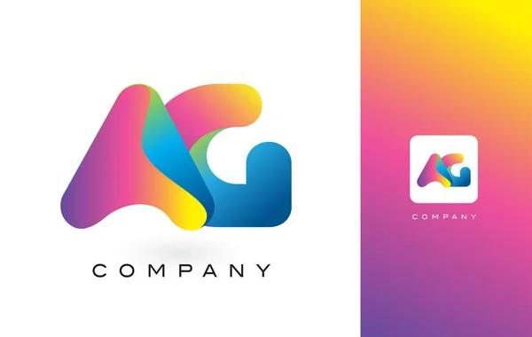 AG logotipo carta com arco-íris vibrante cores bonitas. T colorido — Vetor de Stock