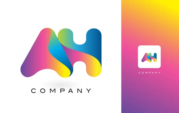 AH logotipo carta com arco-íris vibrante cores bonitas. T colorido —  Vetores de Stock