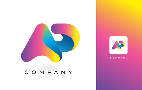 AP-logotypen brev med Rainbow levande vackra färger. Färgglada T — Stock vektor