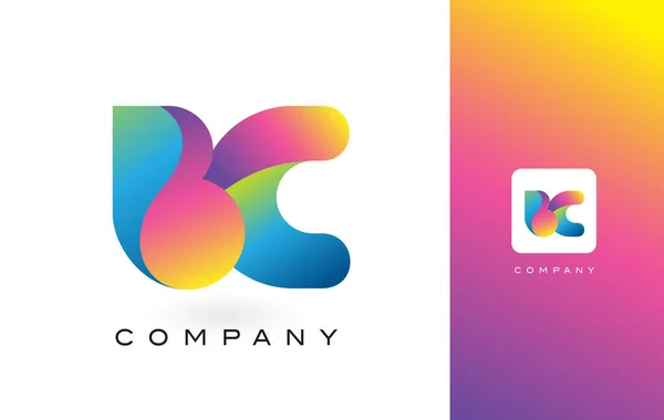 БК логотип лист з яскравими кольорами веселки красиві. Барвисті T — стоковий вектор